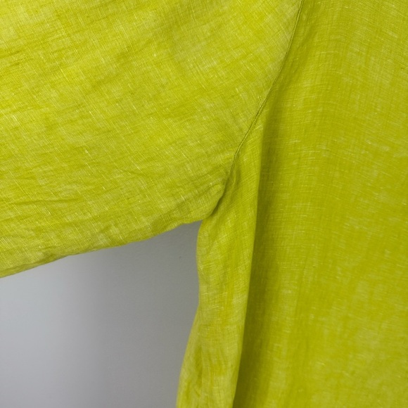 Tahari 100% Linen Oversize Vibrant Yellow Roll-Up Sleeve Blouse Size XL - Picture 9 of 9